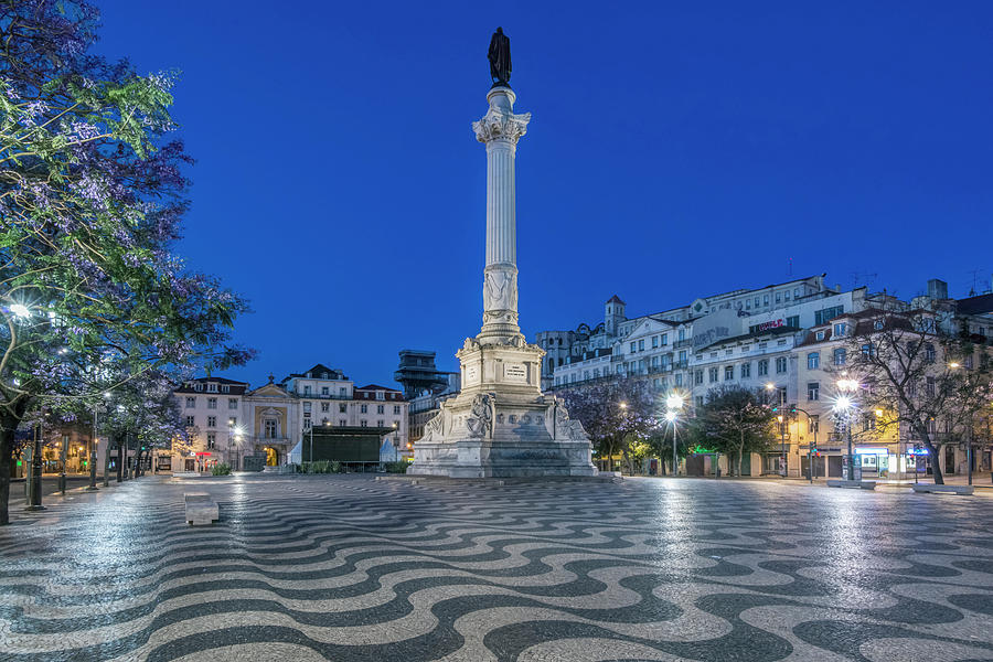 Architecture Photograph - Portugal, Lisbon, Rossio Square At Dawn by Rob Tilley