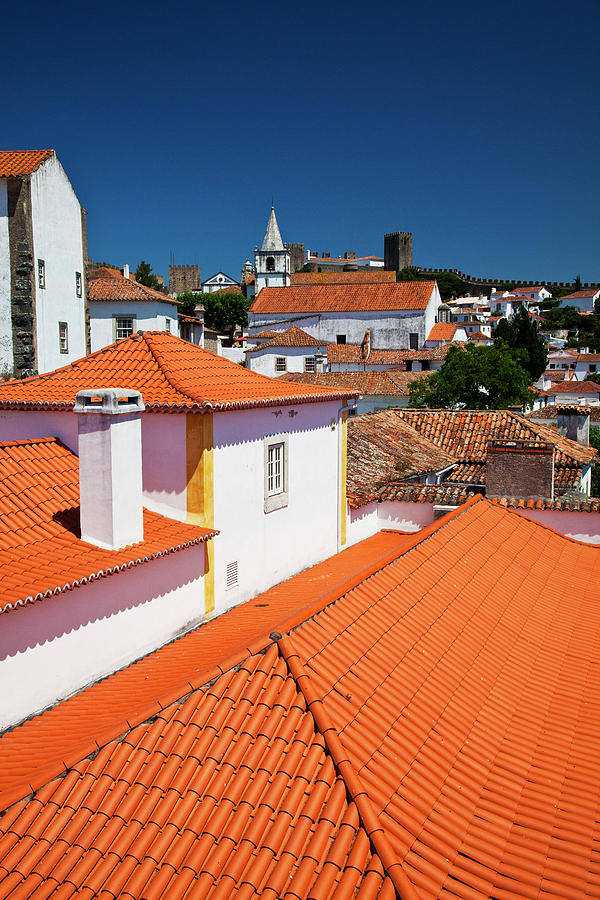Architecture Photograph - Portugal, Obidos, Elevated View by Terry Eggers