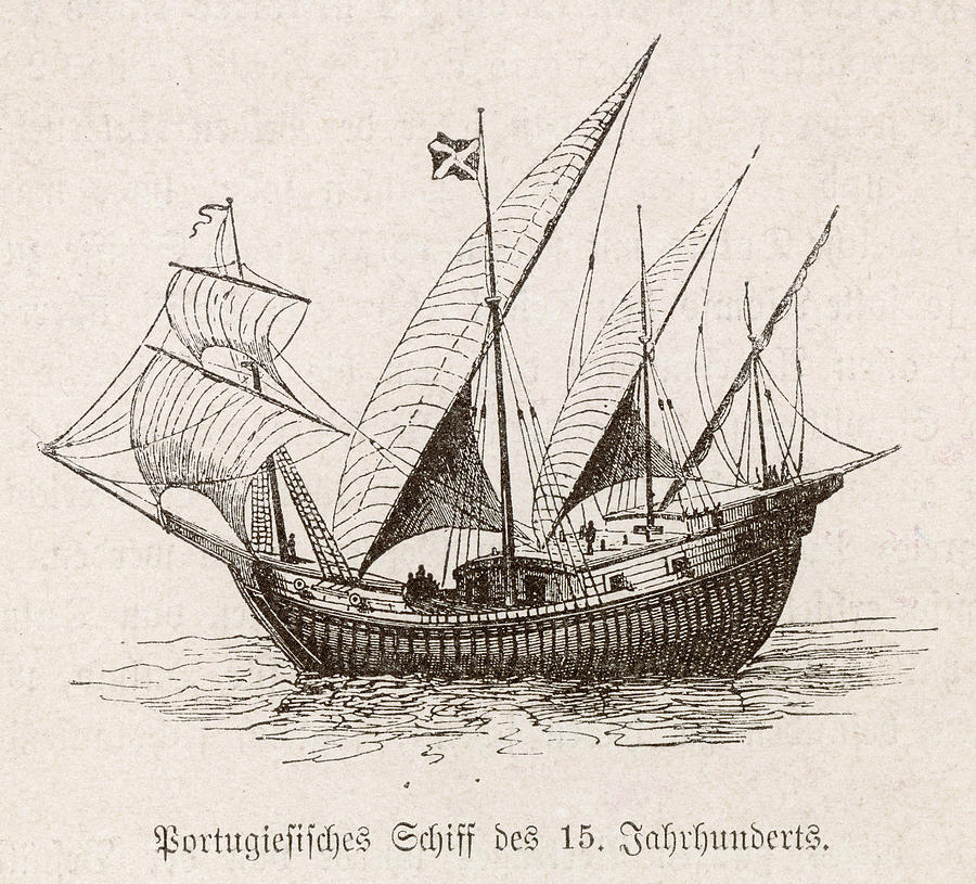 Portuguese Caravel Date 15th Drawing by Mary Evans Picture Library