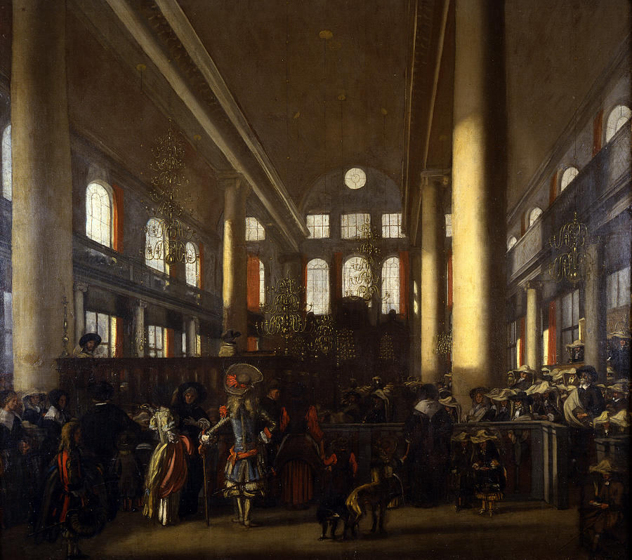 Interior Painting - Portuguese Synagogue In Amsterdam by Emanuel de Witte