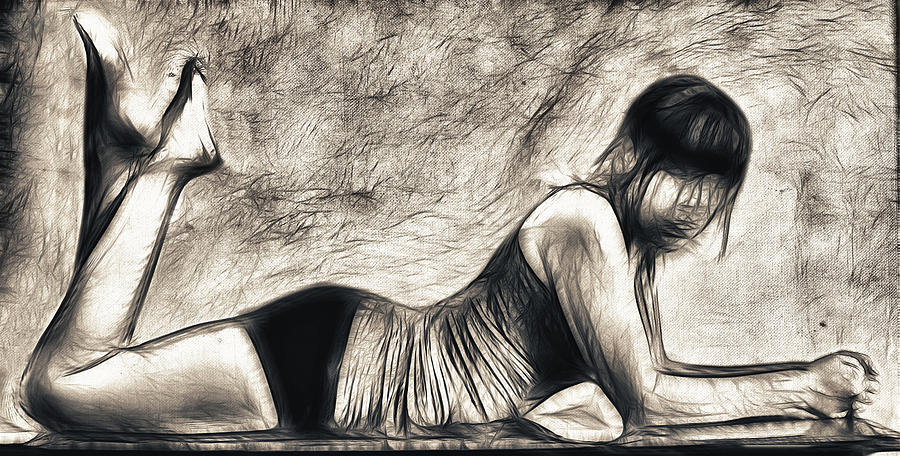 Charcoal Photograph - Pose one by Tilly Williams