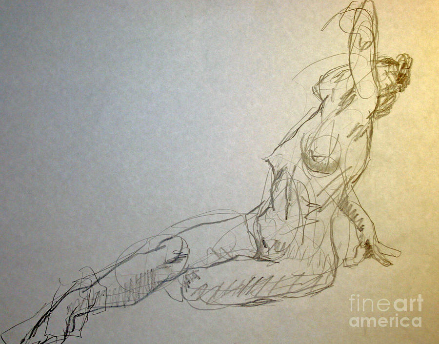 Nude Drawing - Posed Sara with tint by Andy Gordon