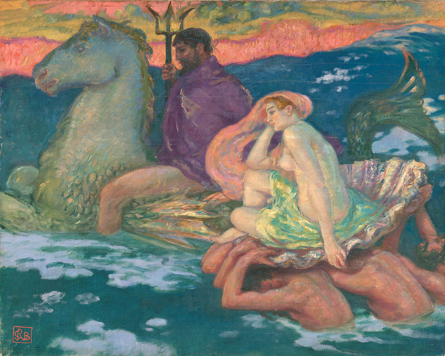 Horse Painting - Poseidon and Amphitrite by Rupert Bunny