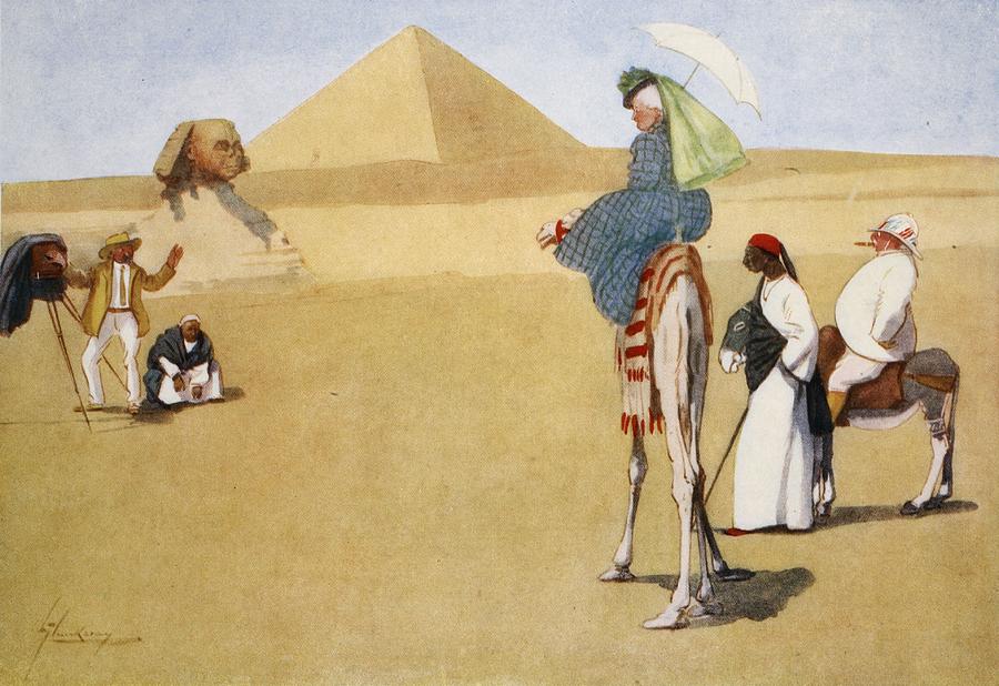 Posing At The Pyramids, From The Light Drawing by Lance Thackeray