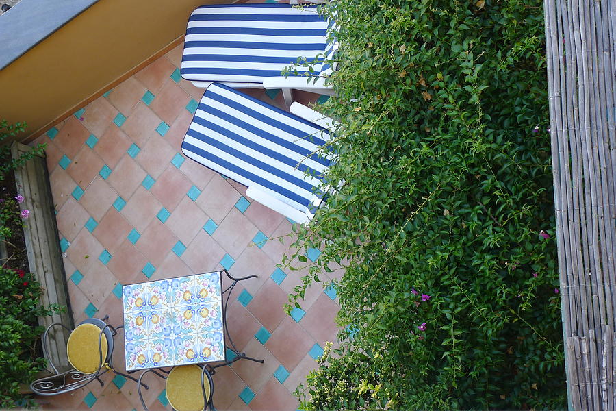 Positano - Balcony View - Lounge Chairs Photograph by Nora Boghossian