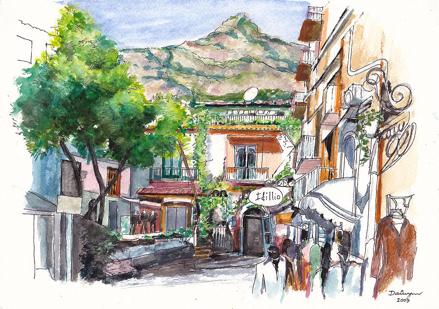 Positano Boutiques on the Amalfi Coast of Italy Painting by Dai Wynn