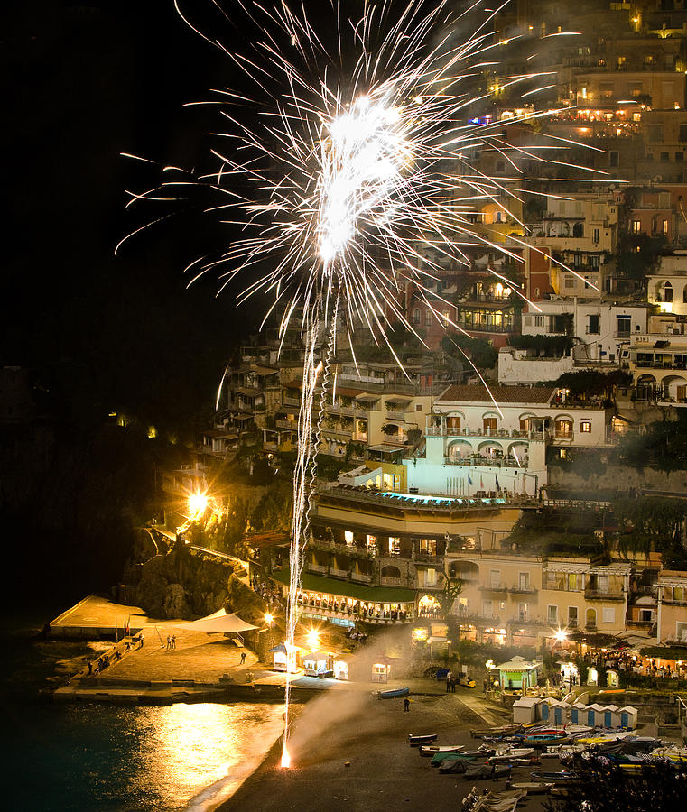 Positano Fireworks - Italy Photograph by Carl Amoth