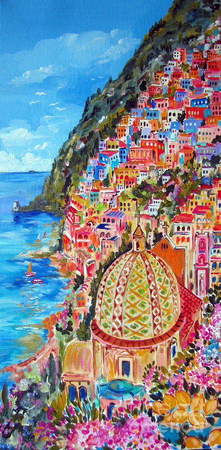 Positano pearl of the Amalfi Coast Painting by Roberto Gagliardi