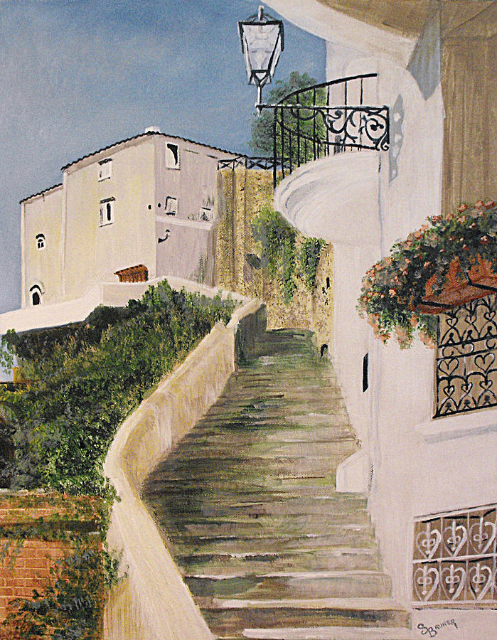 Positano Staircase Painting by Susan Bruner