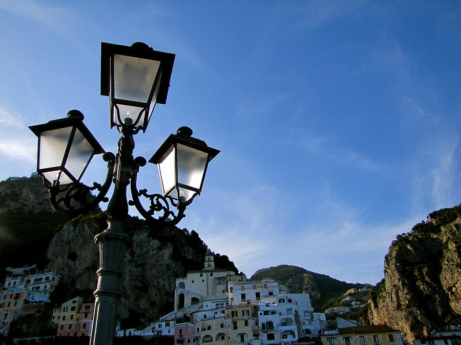Positano Street Lamp Photograph by Chris Bavelles