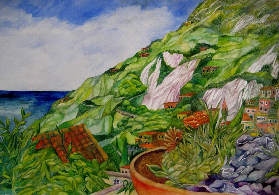 Positano Terrace Painting by Kandy Cross