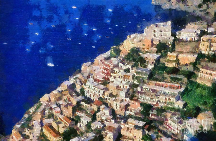 Positano town in Italy Painting by George Atsametakis
