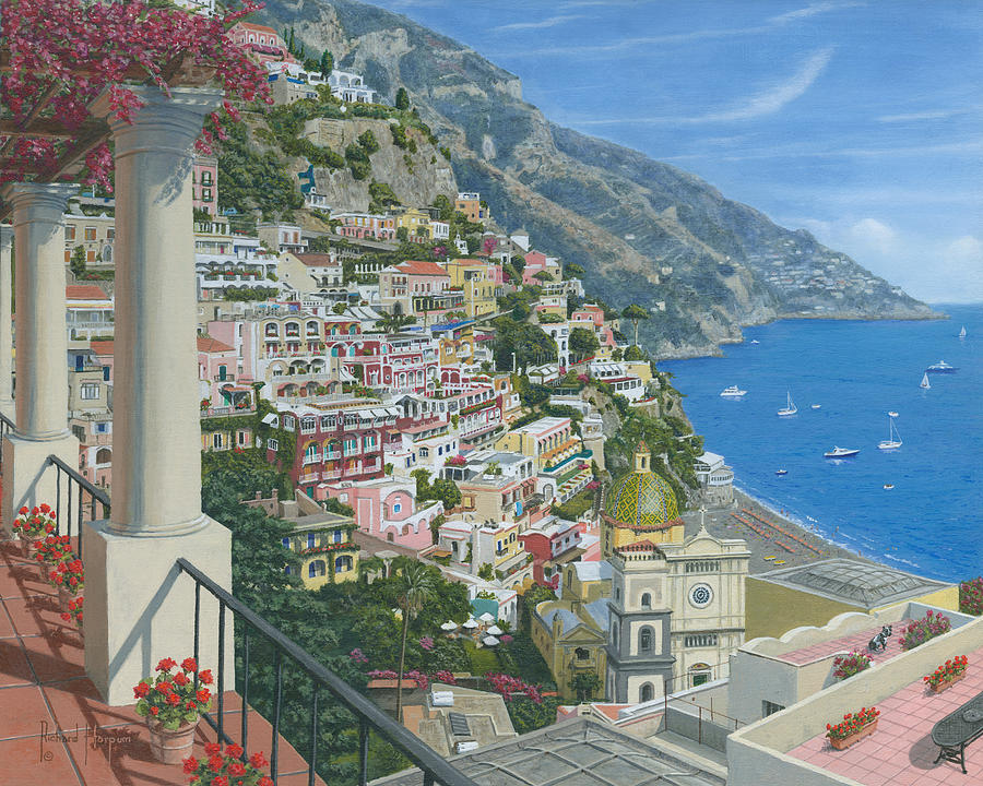Flower Painting - Positano Vista Amalfi Coast Italy by Richard Harpum
