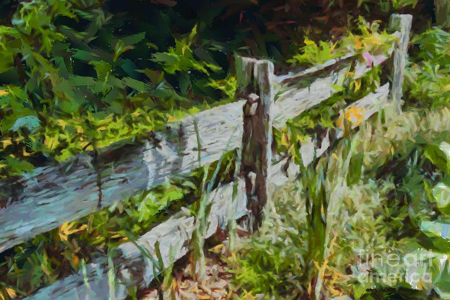 Post and rail garden fence 1 Digital Art by Fran Woods