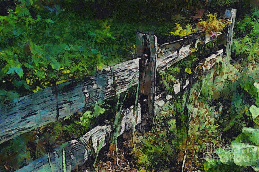 Post and rail garden fence 2 Digital Art by Fran Woods