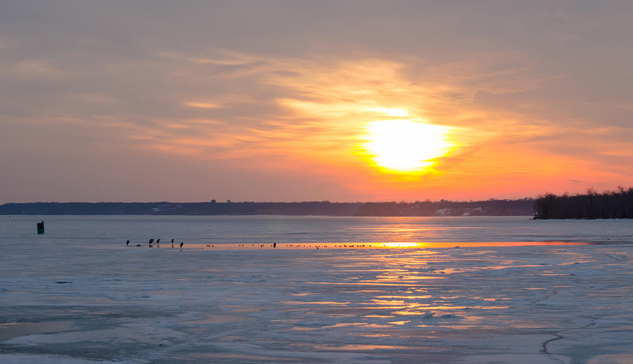 Post Duck Dinner Sunset on the Frozen Potomac Photograph by Jeff at JSJ Photography