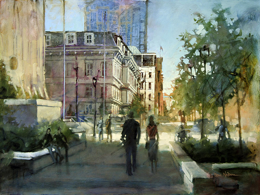 Post Office Stroll Painting by Dan Nelson