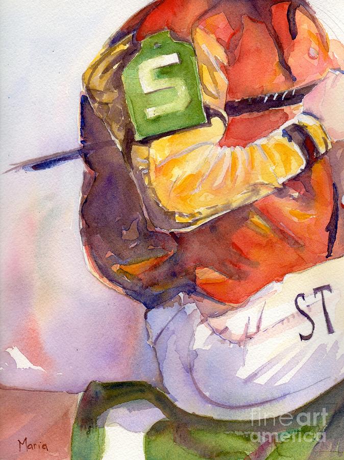 Jockey painting in watercolor Post Parade Painting by Maria Reichert