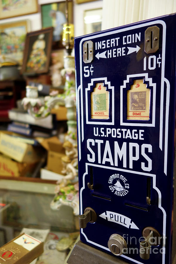 Vintage Photograph - Postage Machine in Antique Shop by Amy Cicconi