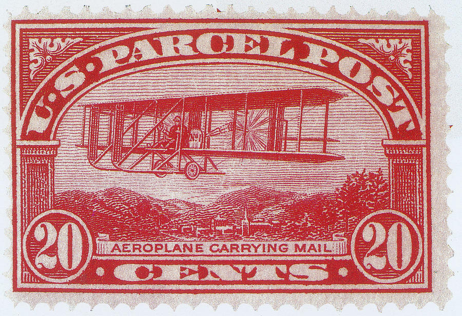 Postal Biplane, U.s. Parcel Post Stamp Photograph by Science Source