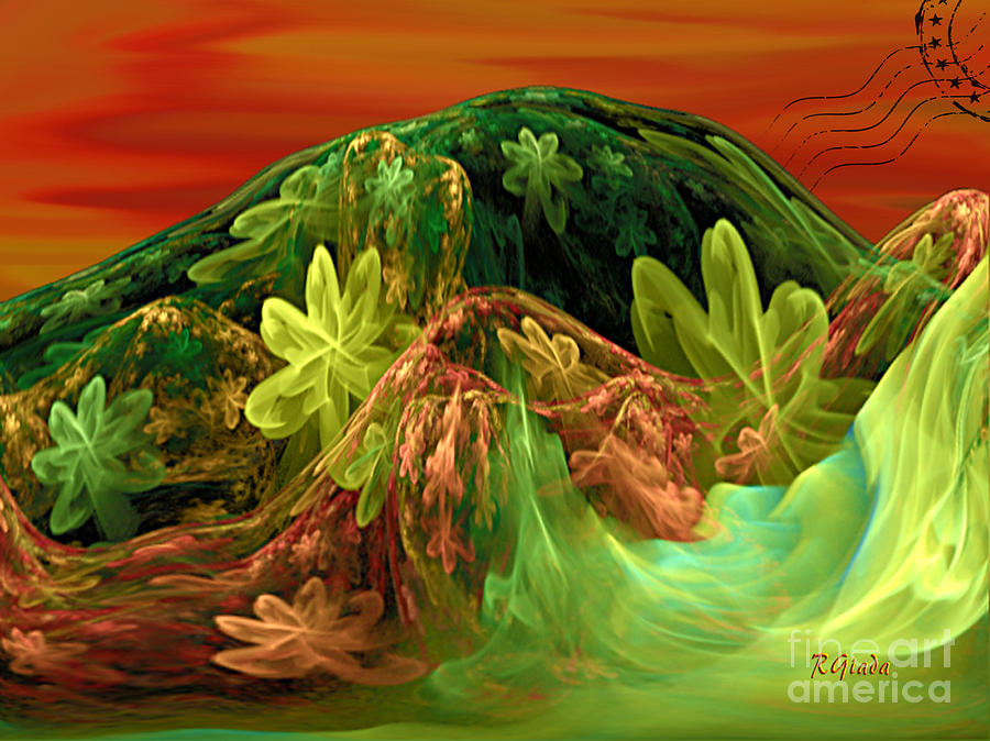 Flower Digital Art - Postcard from La-la land - abstract fantasy by Giada Rossi by Giada Rossi