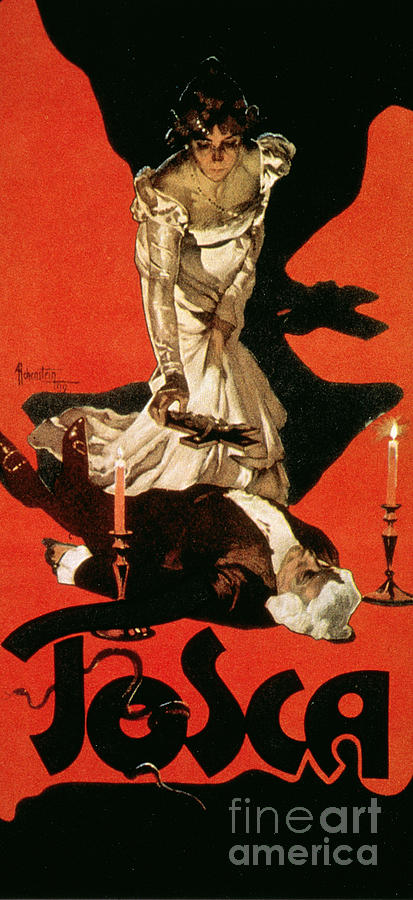 Poster Advertising a Performance of Tosca Painting by Adolfo Hohenstein