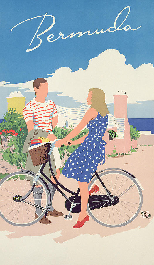 Vintage Drawing - Poster advertising Bermuda by Adolph Treidler