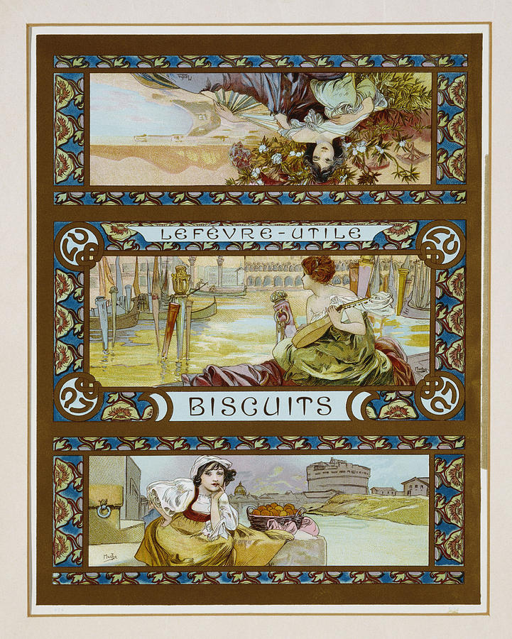 Poster Advertising Lefevre-utile Biscuits, C.1910 Colour Litho Photograph by Alphonse Marie Mucha