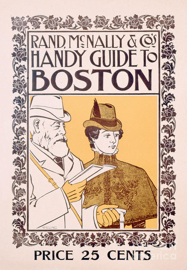 Boston Painting - Poster Advertising Rand McNally and Cos Hand Guide to Boston by American School