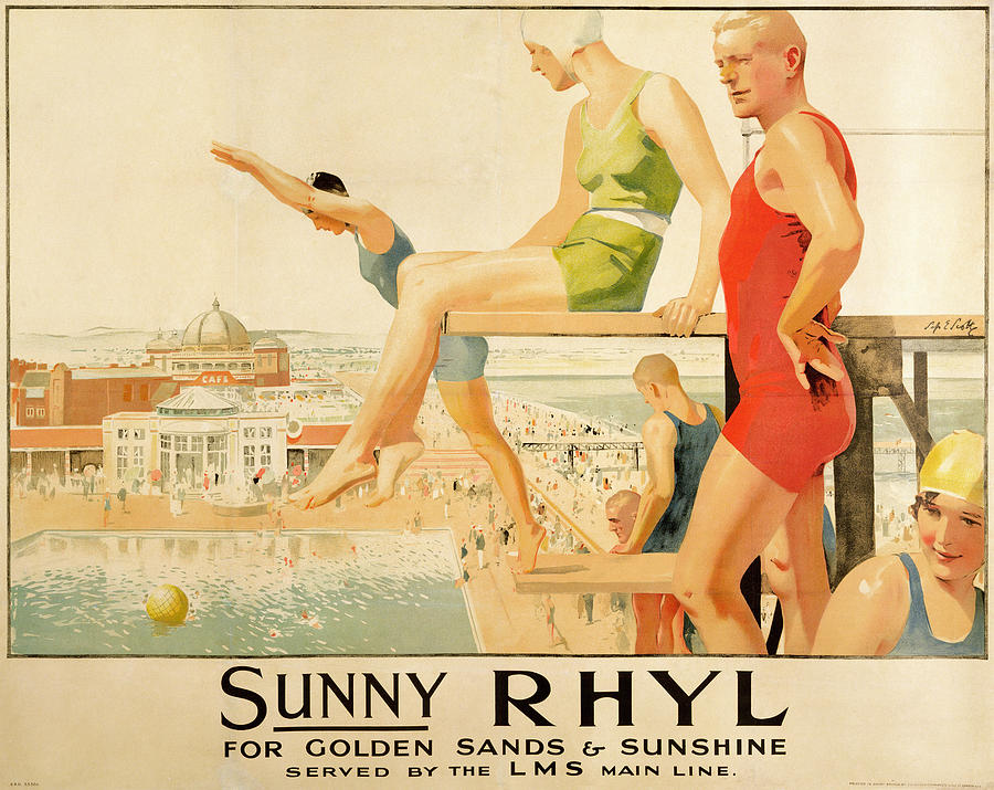 Vintage Painting - Poster advertising Sunny Rhyl  by Septimus Edwin Scott