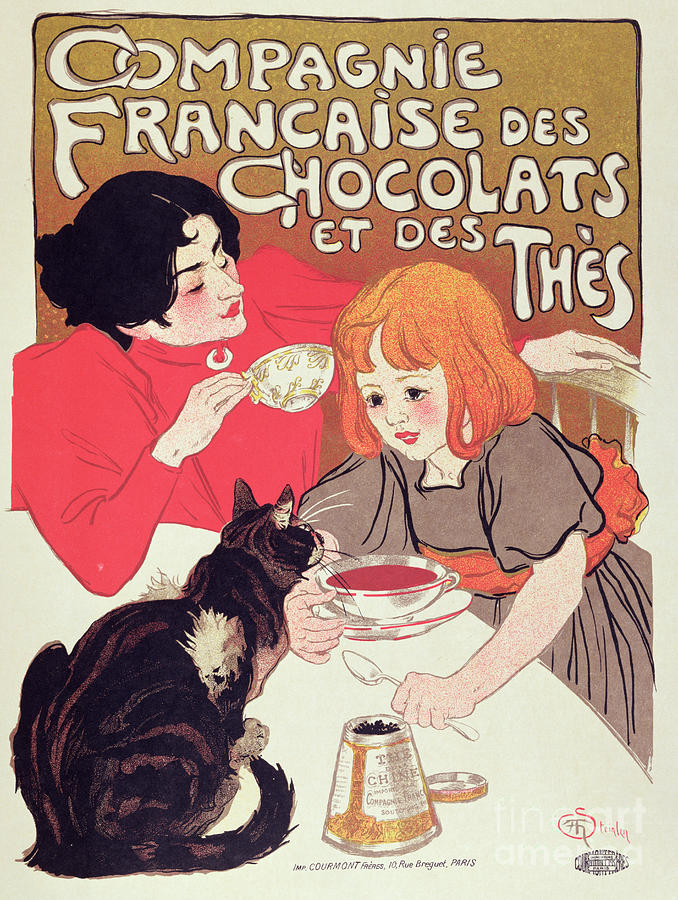 Vintage Painting - Poster Advertising the Compagnie Francaise des Chocolats et des Thes by Theophile Steinlen