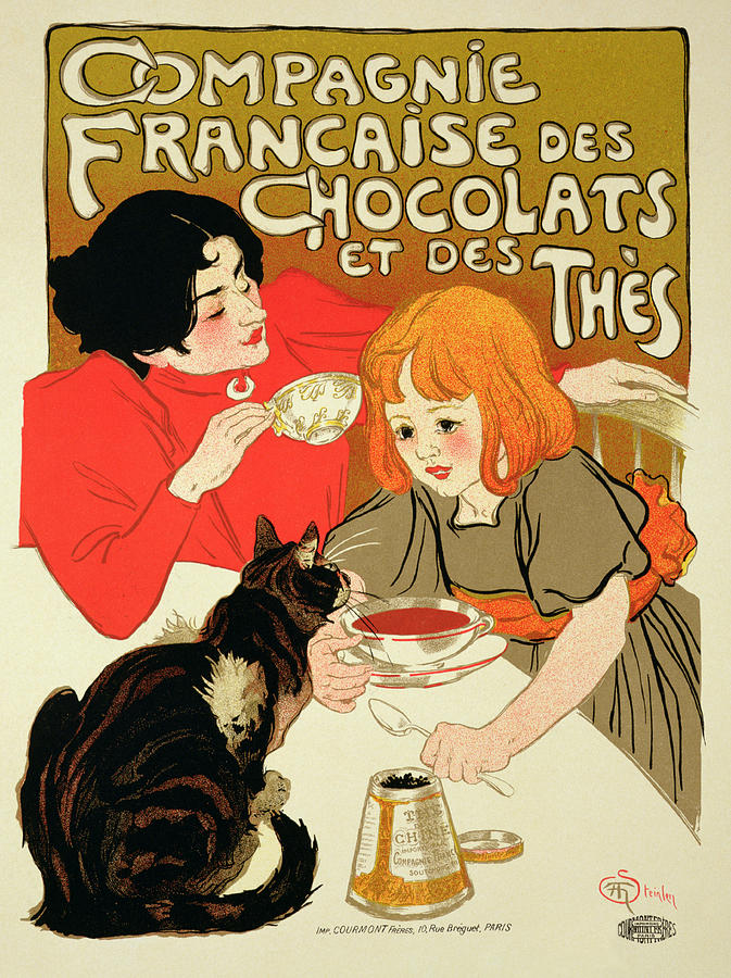 Cat Drawing - Poster Advertising The French Company by Theophile Steinlen