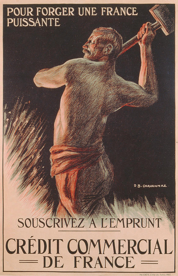 Vintage Painting - Poster Advertising the French National Loan by B Chavannaz