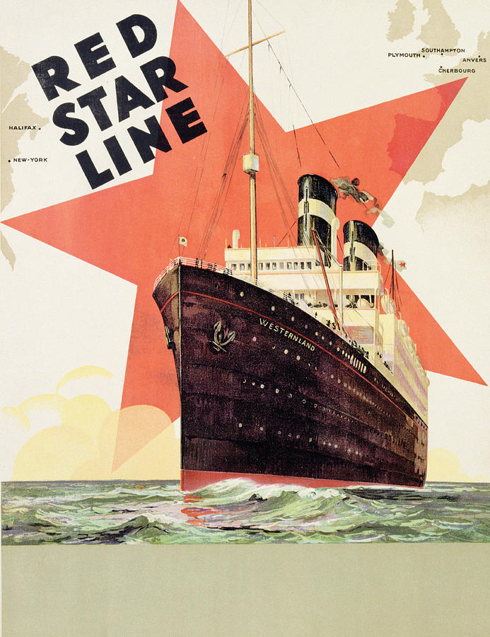 Boat Painting - Poster Advertising the Red Star Line by Belgian School
