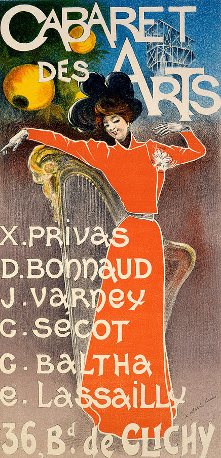 Paris Painting - Poster for Cabaret Des Arts by Charles Lucas