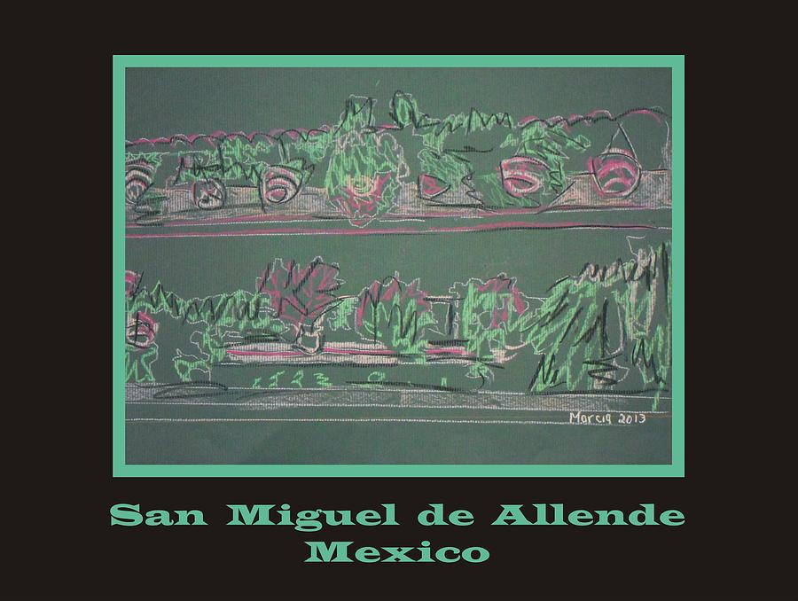 San Miguel De Allende Pastel - Poster - Green Patio Garden by Marcia Meade