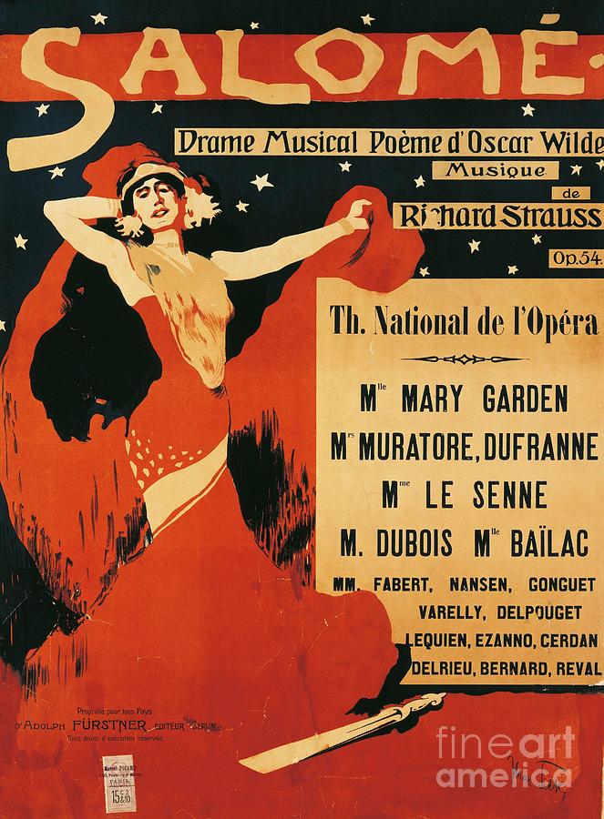 Vintage Drawing - Poster of opera Salome by Richard Strauss