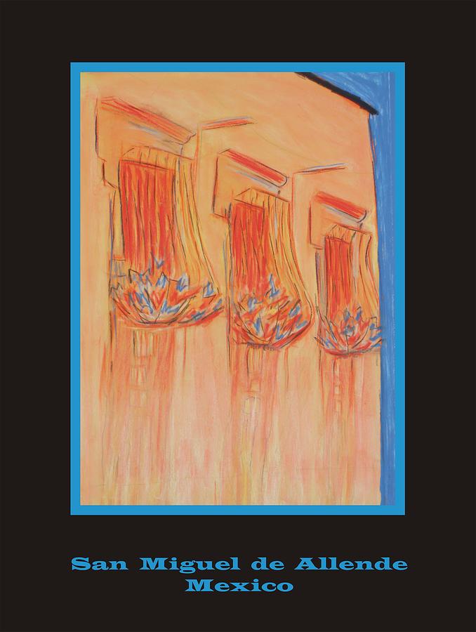 San Miguel De Allende Pastel - Poster - Orange Balconies by Marcia Meade