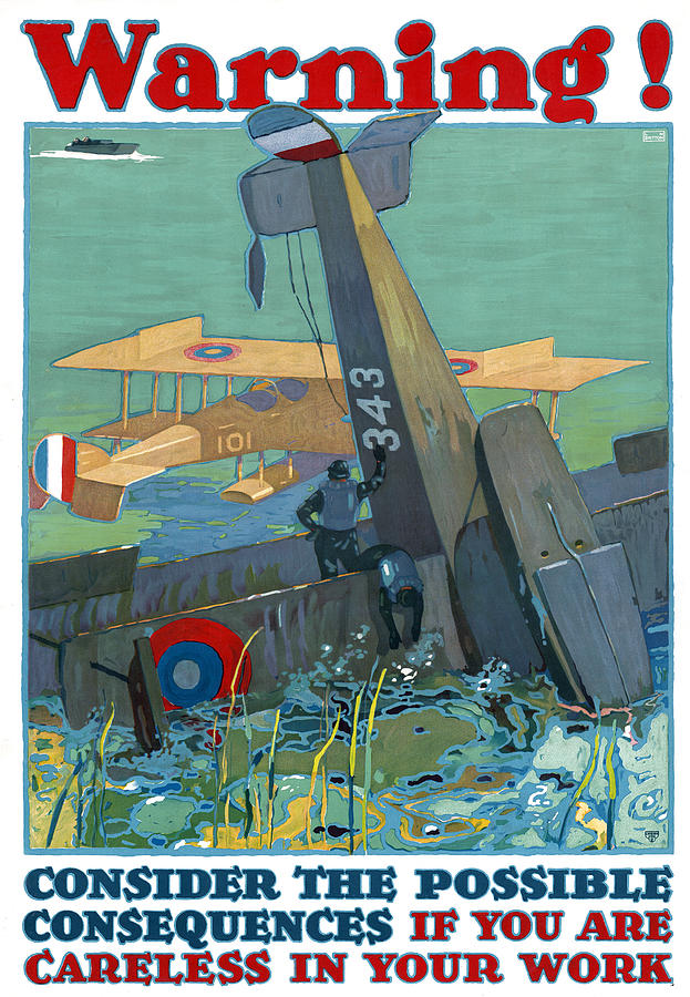 Poster Plane Crash, 1917 Drawing by L N Britton
