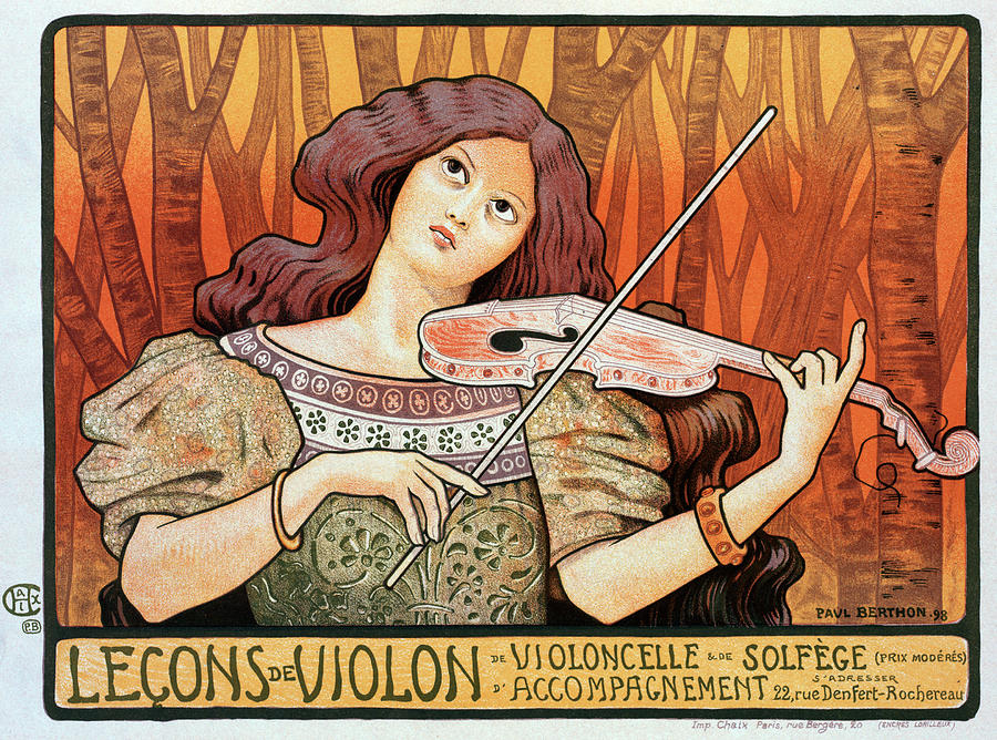 Poster Violin, 1898 Drawing by Granger