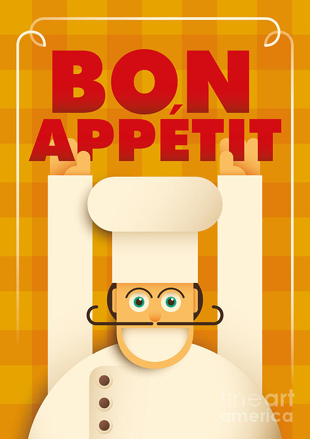Typography Digital Art - Poster With A Comic Chef. Vector by Radoman Durkovic Typography Digital Art - Poster With A Comic Chef. Vector by Radoman Durkovic