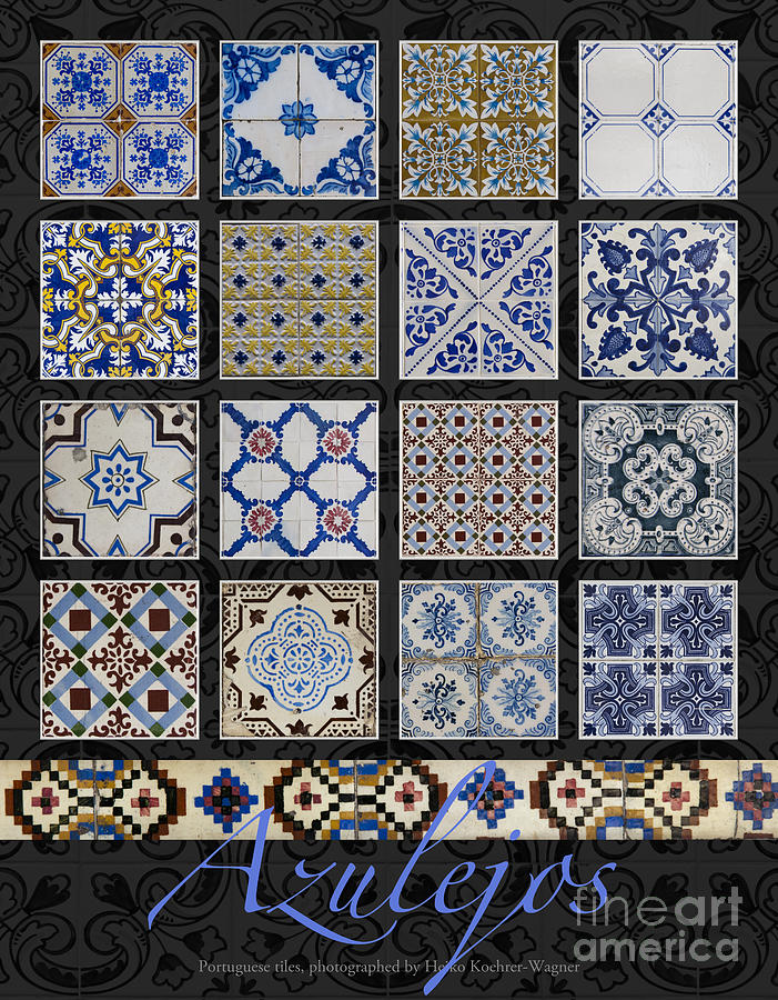 Poster with Colored Portuguese Tile-Works  Photograph by Heiko Koehrer-Wagner