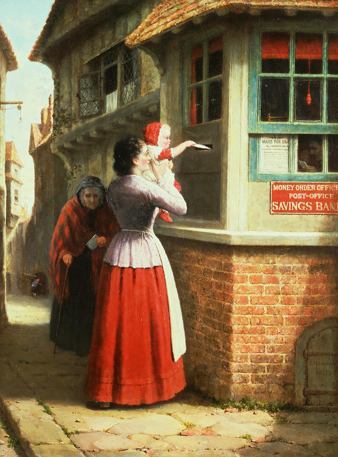 Posting A Letter, 1879 Painting by Frederick Daniel Hardy
