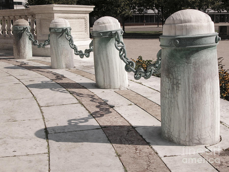 Architecture Photograph - Posts and Chains at Niagara Square by Tom Brickhouse