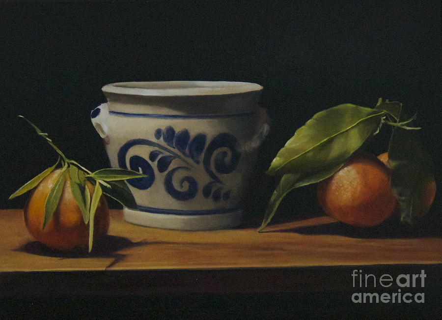 Still Life Painting - Pot And Clementines by Margit Sampogna