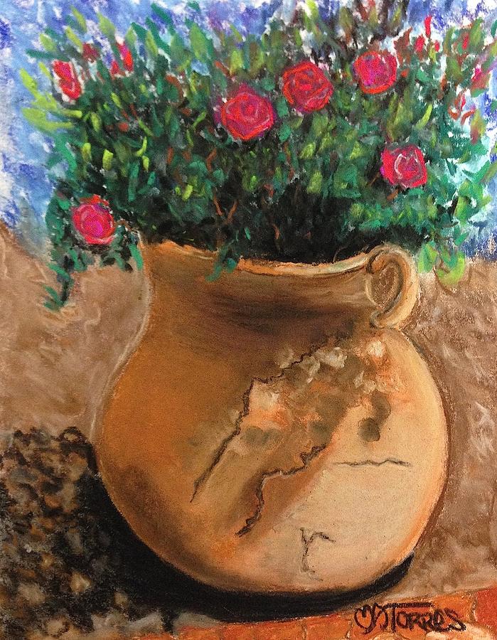 Pot Full of Roses Pastel by Melissa Torres