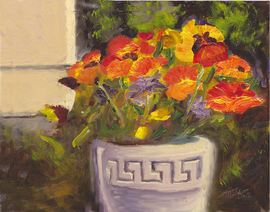 Pot Of Pansies Painting by Tommy Thompson