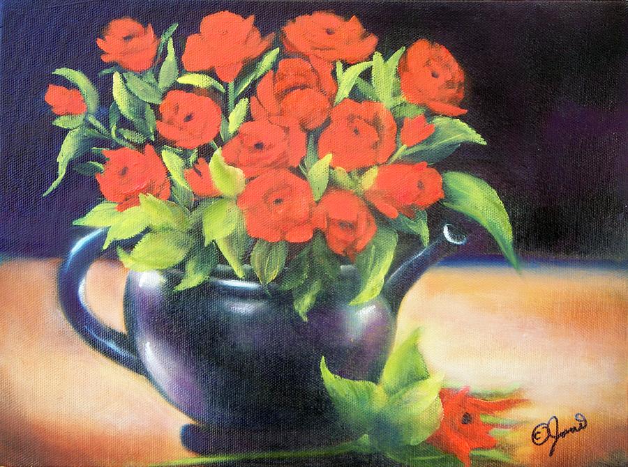 Pot of Roses Painting by Joni McPherson