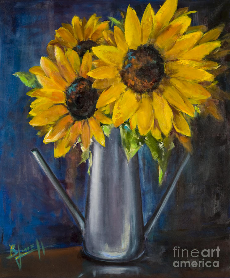 sunflower painting on pot