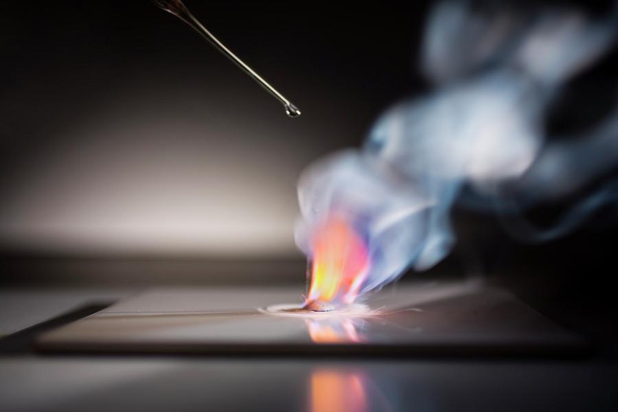 Chemical Photograph - Potassium Burning In Water by Science Photo Library